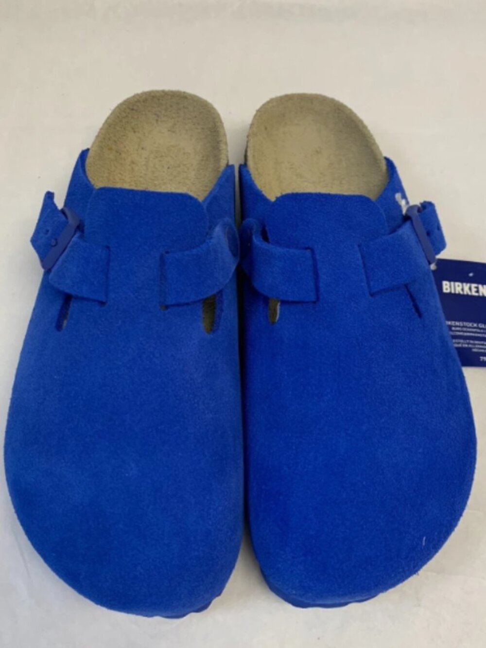Birkenstock Boston Ultra Blue Suede Leather Narrow Width Sandals